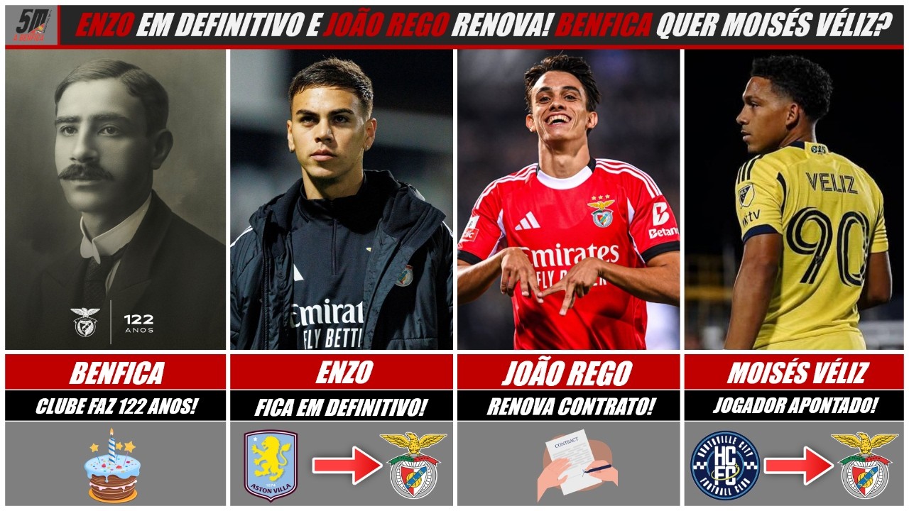 BENFICA FAZ 122 ANOS! ● ENZO EM DEFINITIVO E JOÃO REGO RENOVA! ● BENFICA ATENTO A MOISÉS VÉLIZ!