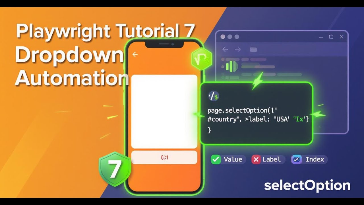 Playwright Tutorial in Tamil -7 | Dropdown Automation | selectOption by Value, Label & Index |