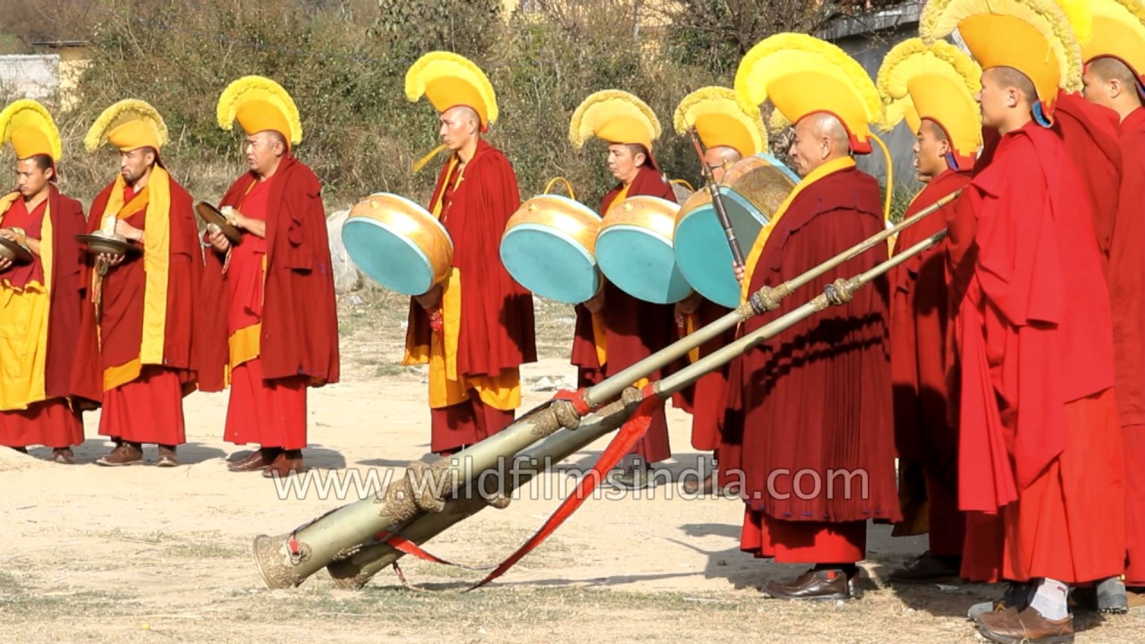 Tibetan horn played at Losar Tibetan New Year celebrations