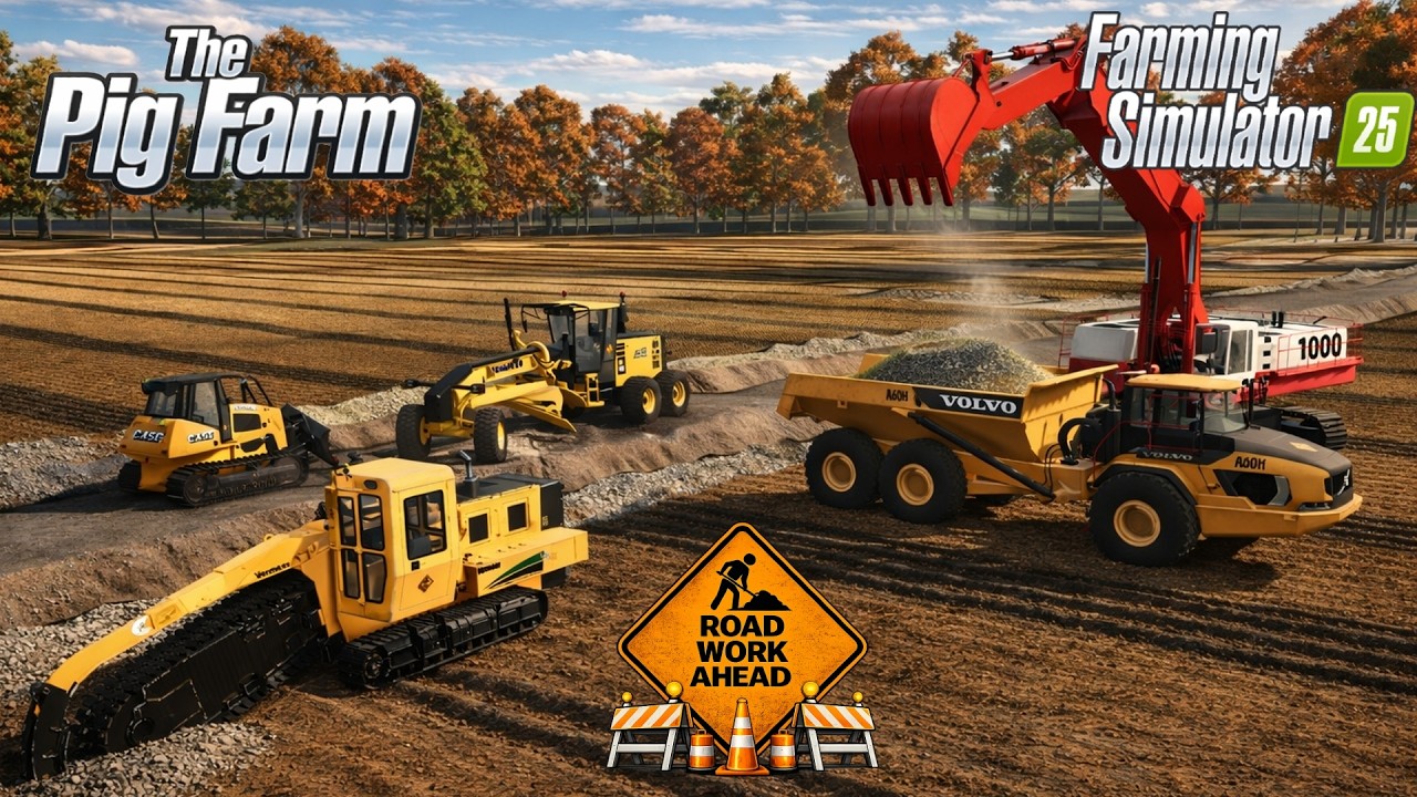 We Used HUGE Equipment To Build Our Own Road For Our FS25 Pig Farm!!!!