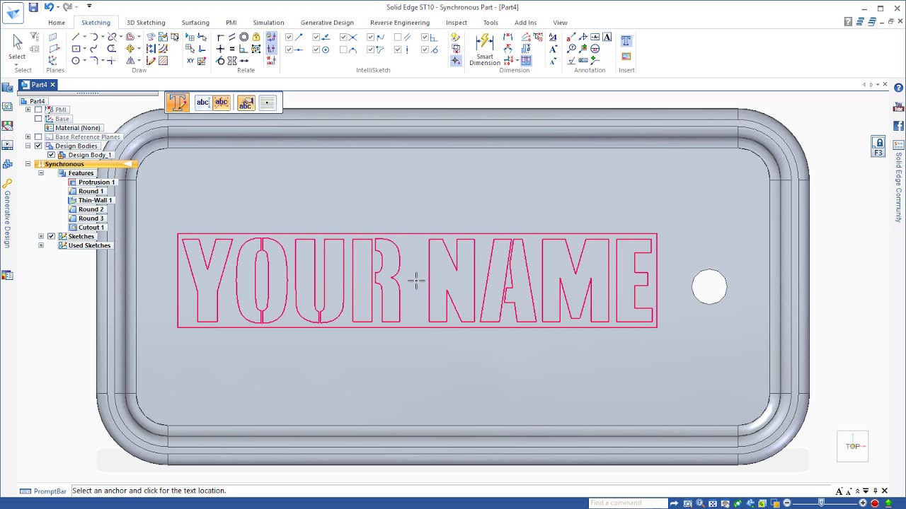 Getting Started with Solid Edge | Design a Name Tag