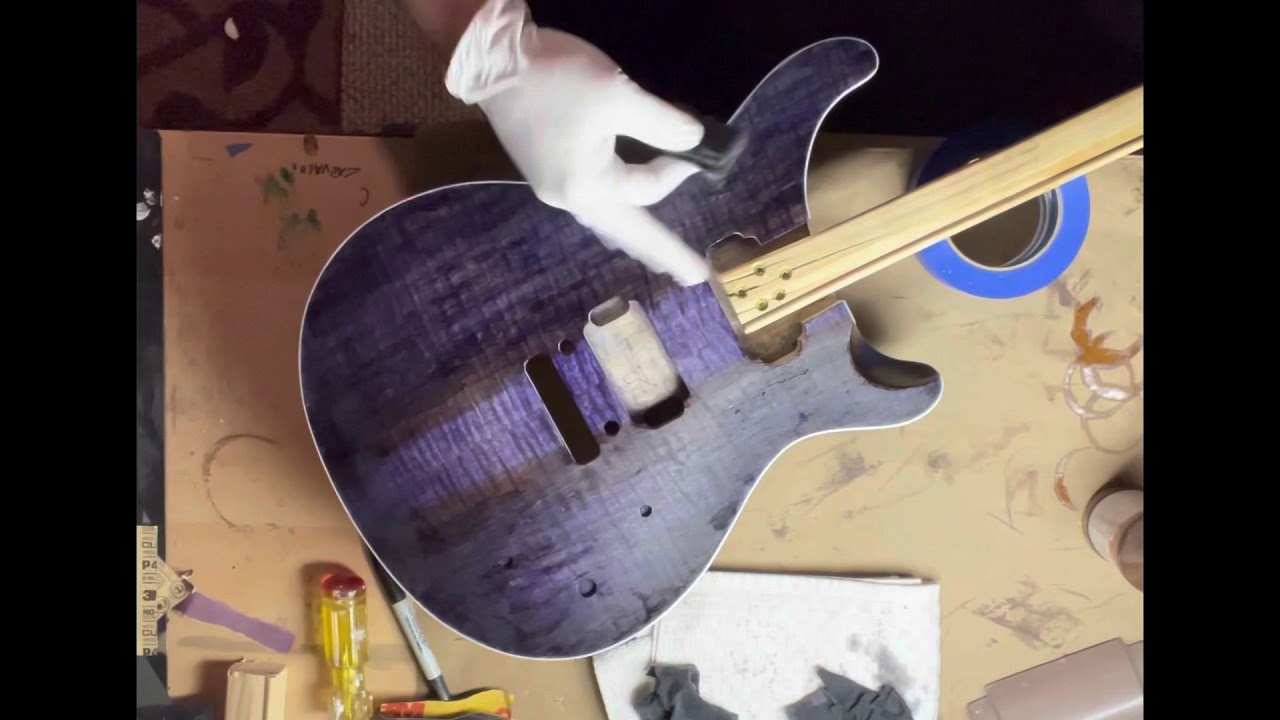 Building a PRS Style DIY Guitar Kit Part 5. Applying the Tru-Oil Finish
