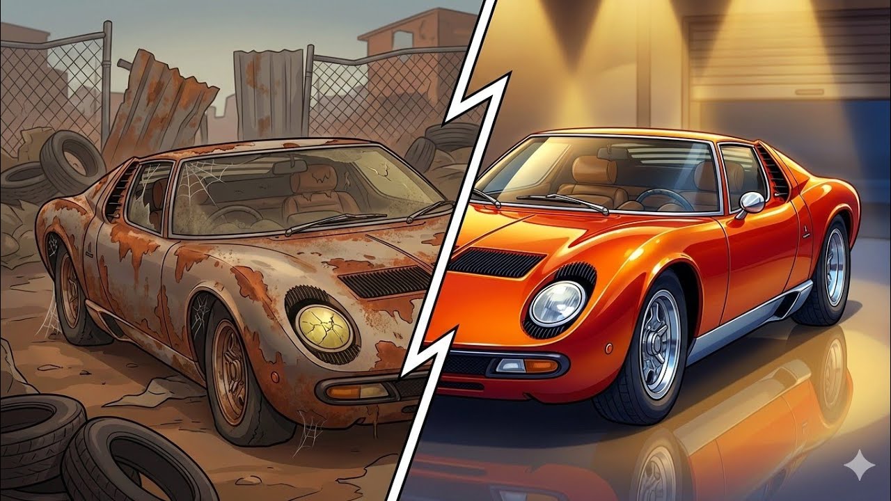 ASMR Car Restoration | Forgotten Lamborghini Miura SV Found Rusted – Complete Cinematic Rebuild