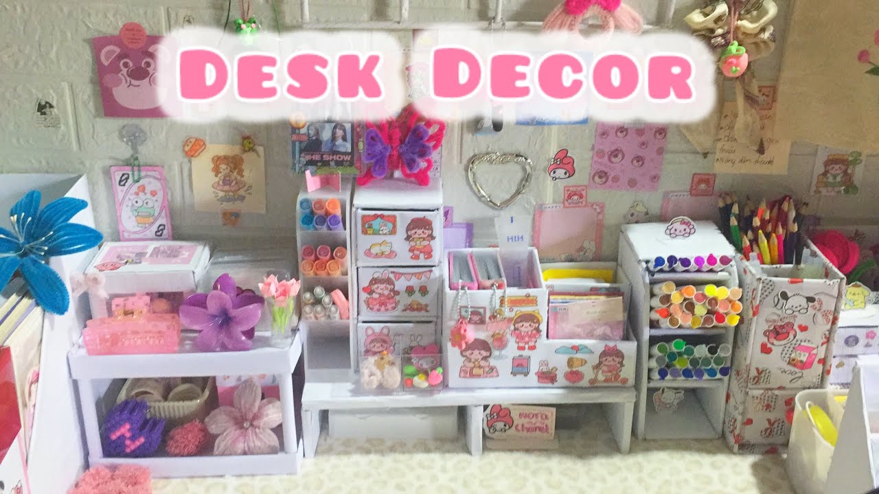 Desk Decor | Decor b&agrave;n học với tớ nha🎀 | đồ tớ decor tớ c&oacute; chỉ c&aacute;ch l&agrave;m tr&ecirc;n k&ecirc;nh r&ugrave;i ạ😘😘