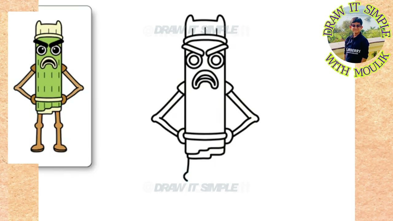 Easy Bambu Bambu Sahur Drawing for Kids | Step by Step | Draw It Simple With Moulik | 