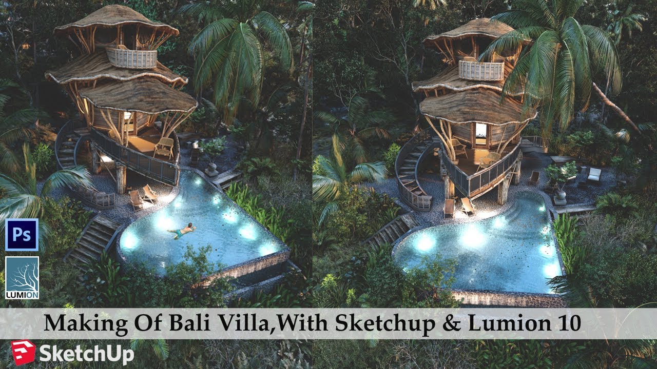 Making Of Bali Villa With SKetchup & Lumion Full Tutorial