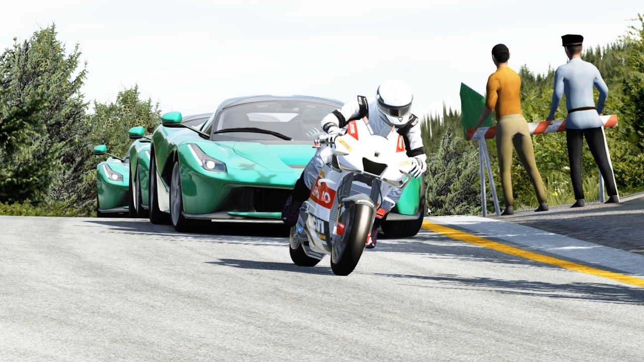 Ducati Desmosedici MotoGP vs Ferrari LaFerrari Hypercars at Old SPA