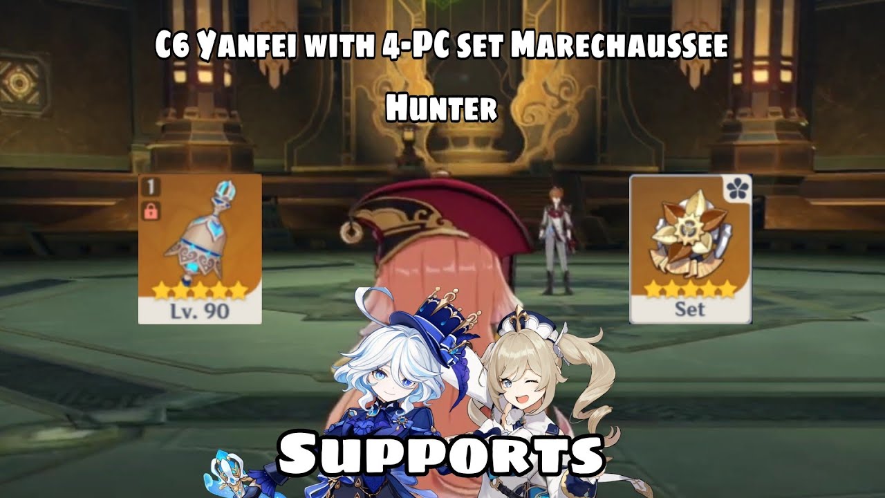 C6 Yanfei with 4-PC set Marechaussee Hunter with Furina and Barbara vs Childe | Genshin Impact