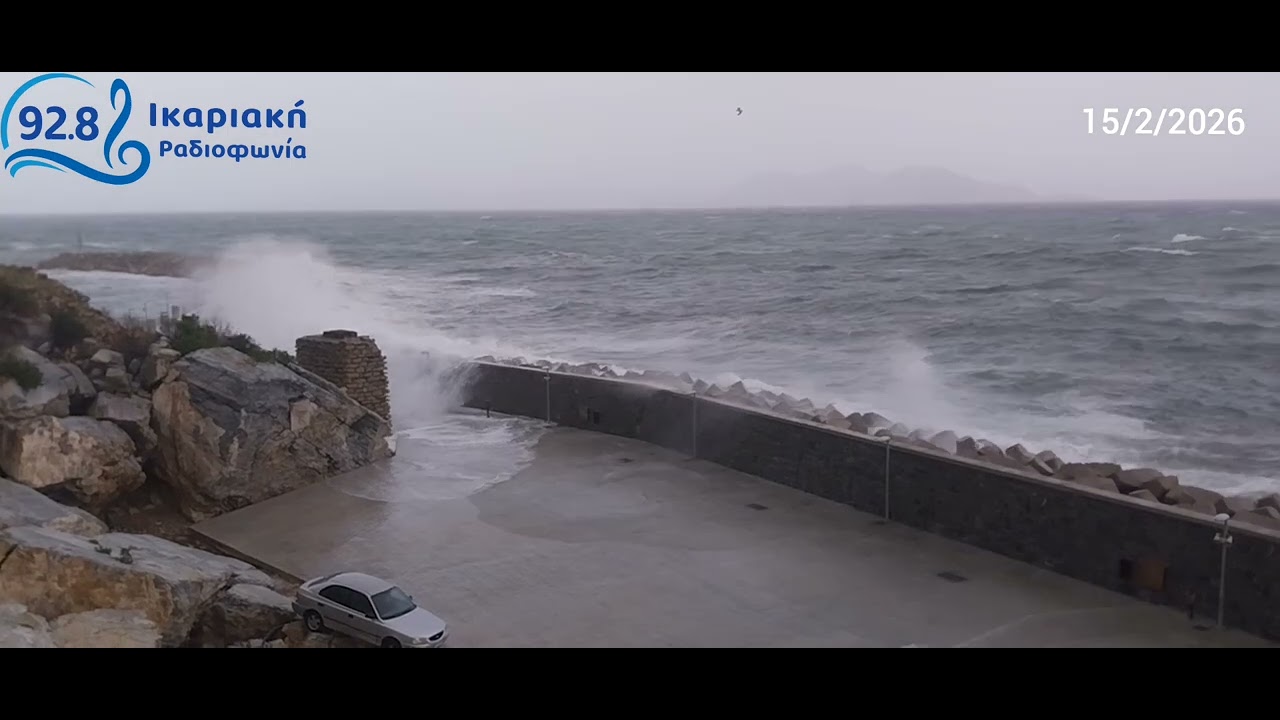 θυελλώδεις νοτιάδες που σάρωσαν το νησί Άγιο Κήρυκο Ικαρίας 15/02/2026