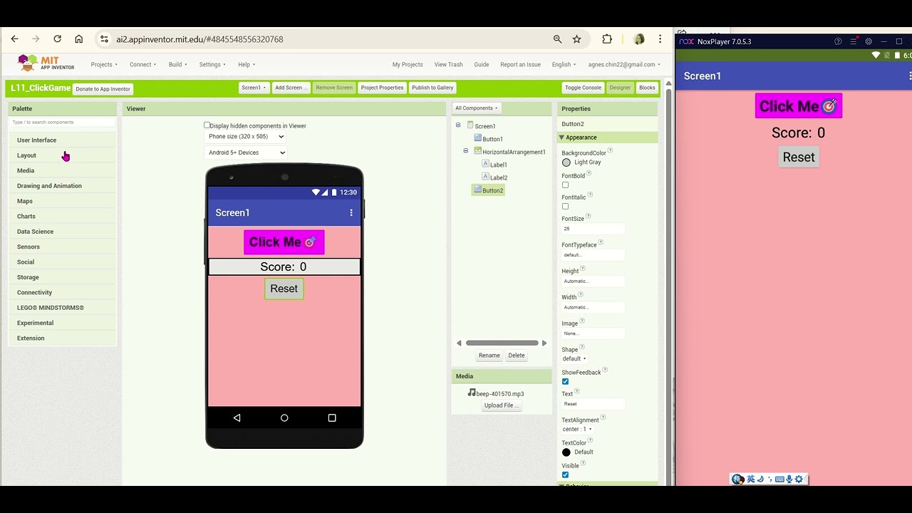MIT App Inventor Chapter 11 | Click Game – Score Limit & Game Over