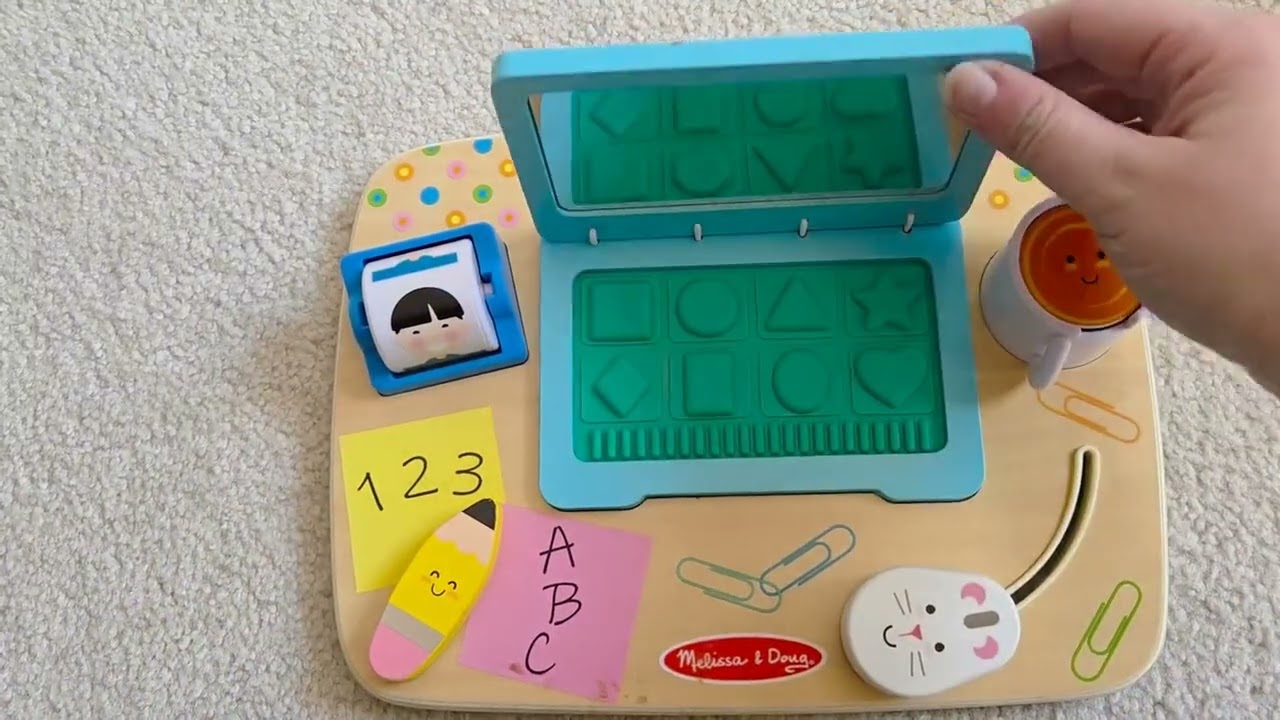 Melissa & Doug Wooden Work & Play Desktop Activity Board Infant and Toddler Sensory Toy - FSC-Certif