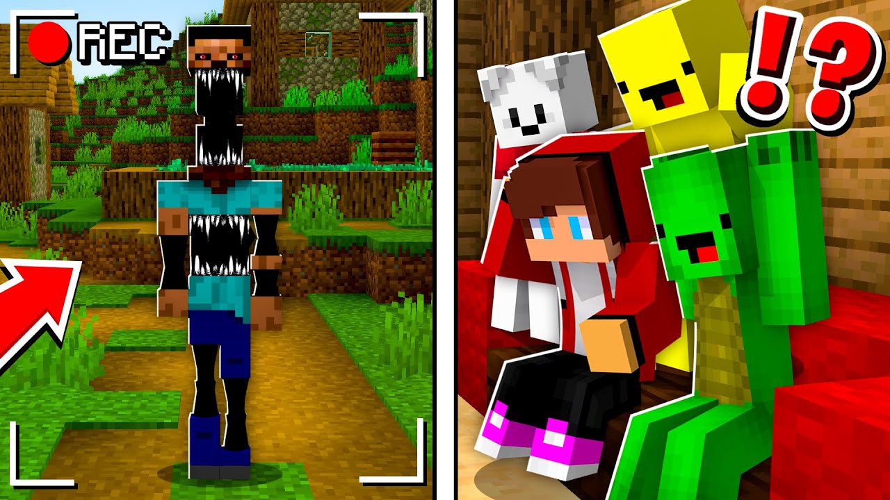 JJ and Mikey, Banana Kid and Carrie Got Longest ANOMALY on a Hidden Camera - Maizen Minecraft