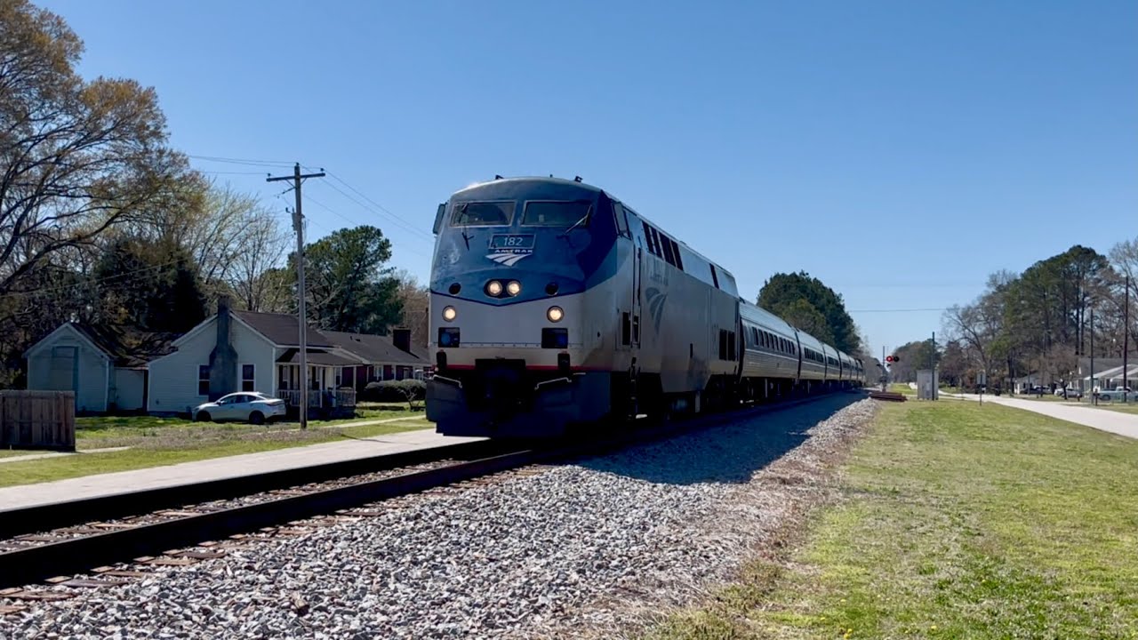 Amtrak GE P42DC 182 Carolinian-80 Passing Through Lucama, NC