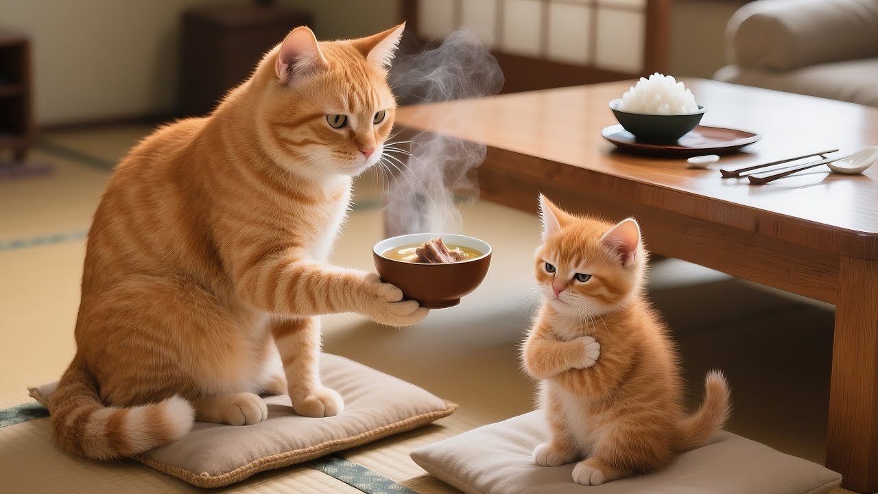 To Cheer up the Upset Ginger, Mama Cat Made a Swing. 🎠💛
