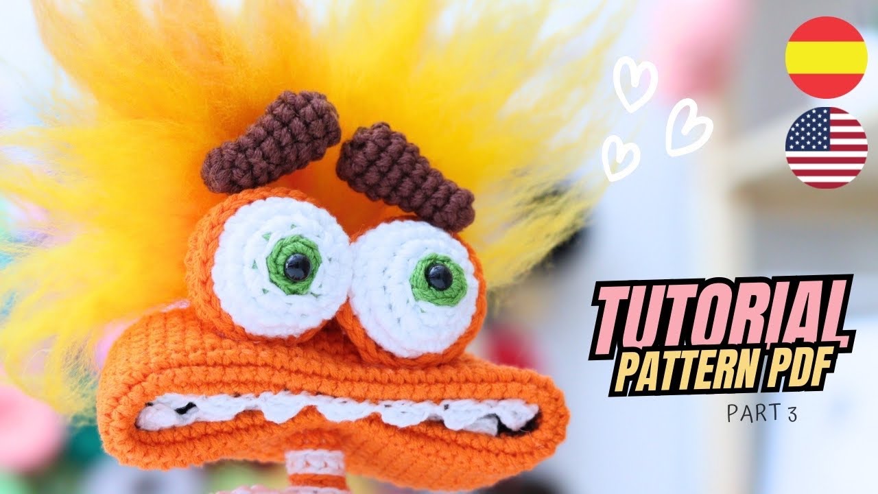 How to Crochet Anxiety from Inside Out 2! | Part 3: Mouth and Eyes | Subtitled 🇺🇸🇪🇸 .GretaWings DIY