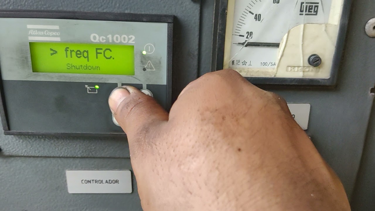Operação de Controlador Qc 1002  geradores Atlas Copco