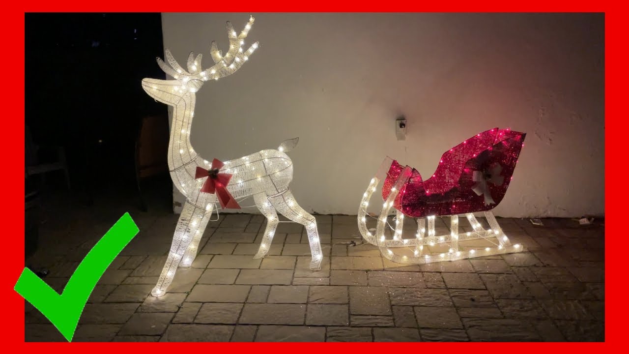 EASY ASSEMBLY! Beautiful Reindeer & Sleigh Lights! #christmaslights