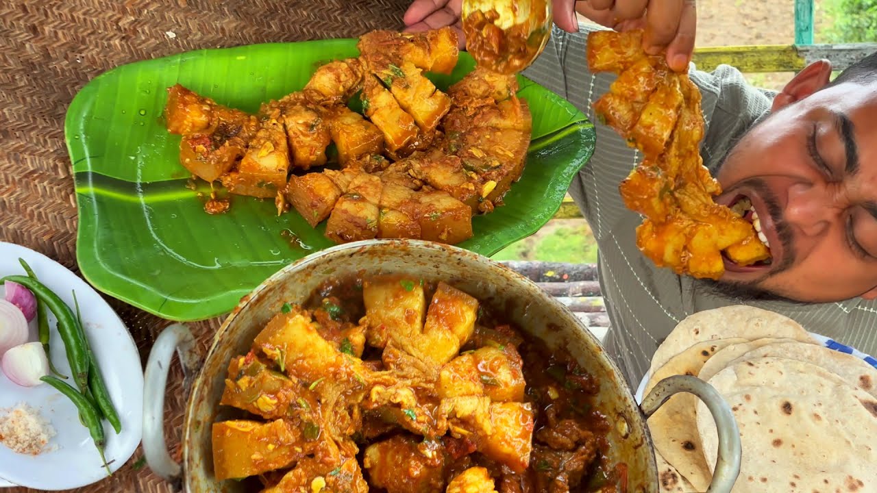 Mukbang pork with roti eating | cooking a pork eating with roti | Pork eating | pork cooking