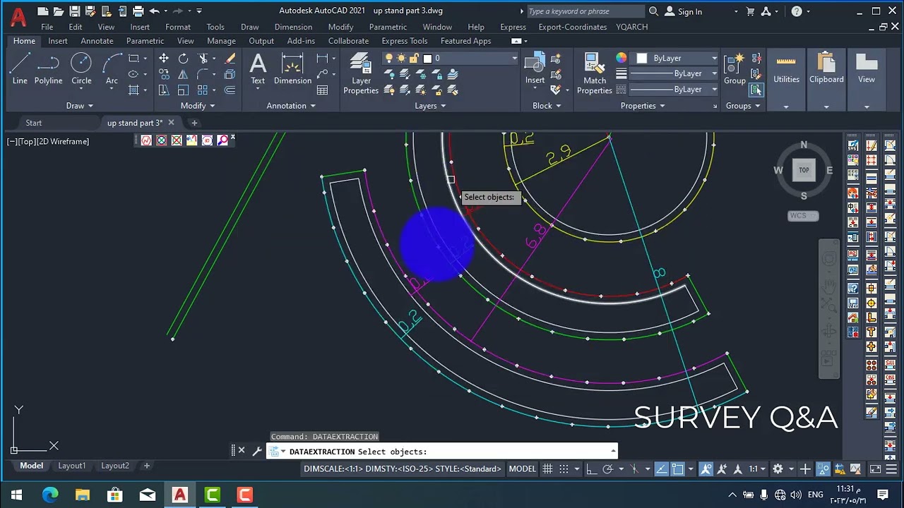 استخراج الاحداثيات دفعه واحده من علي برنامج الاوتوكاد عن طريق امر DATA EXTRUCTION