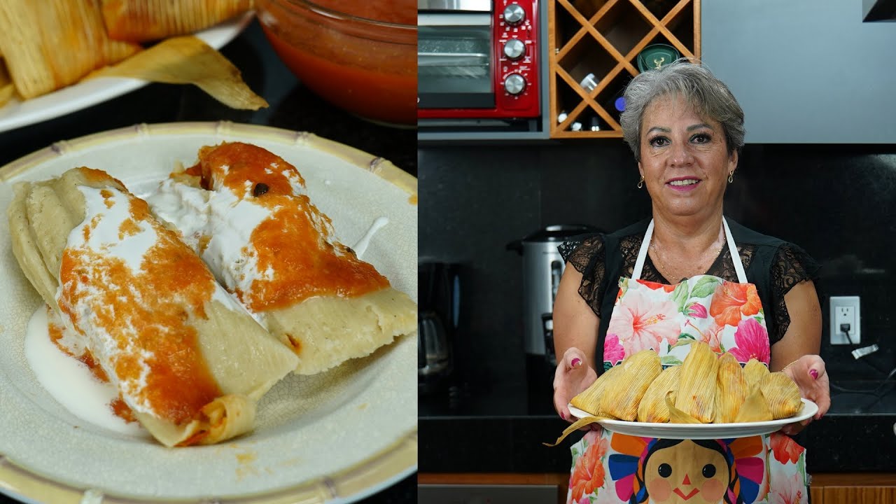 Rceta De Tamales Rellenos De Carne De Puerco En Chile Rojo