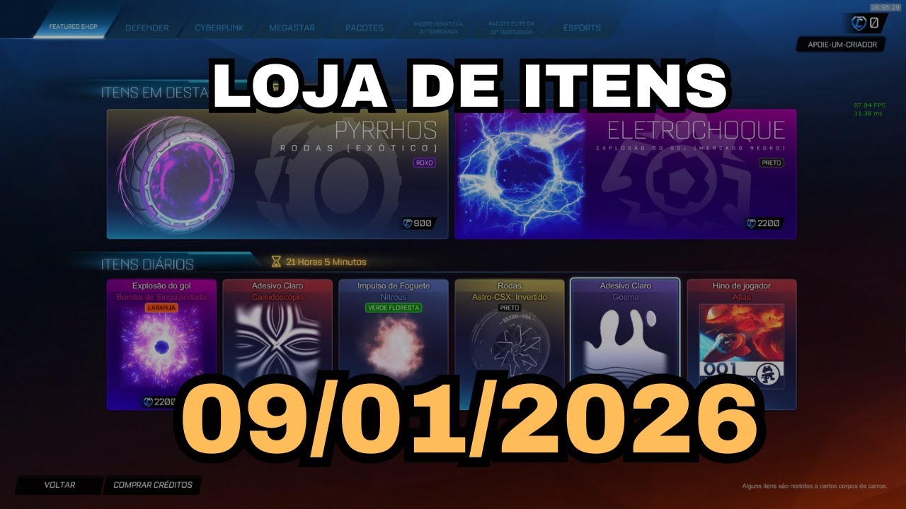 ELETROCHOQUE!! ROCKET LEAGUE LOJA DE ITENS 09/01/2026