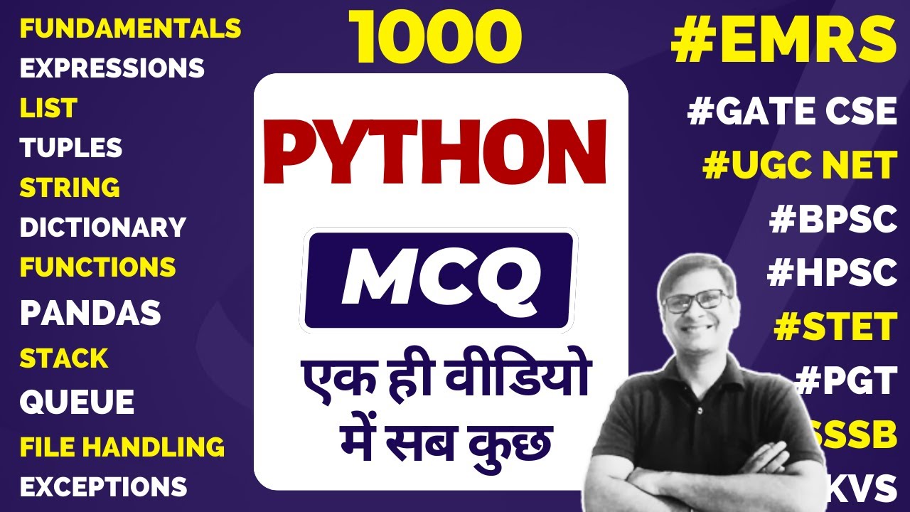 Complete Python MCQ | One Shot | EMRS Computer Paper | GATE UGCNET BPSC HPSC KVS STET