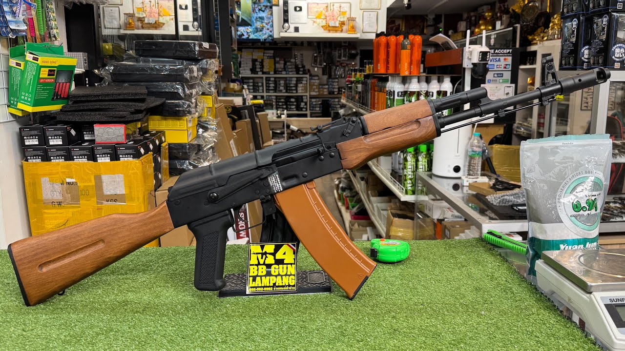 DB006A AK DOUBLE BELL รุ่นAKS 74N  รหัส 006A all-metalปืนใหม่ ทดสอบขนาดนำ้หนักความเร็วลูกปืนบีบี6มิล