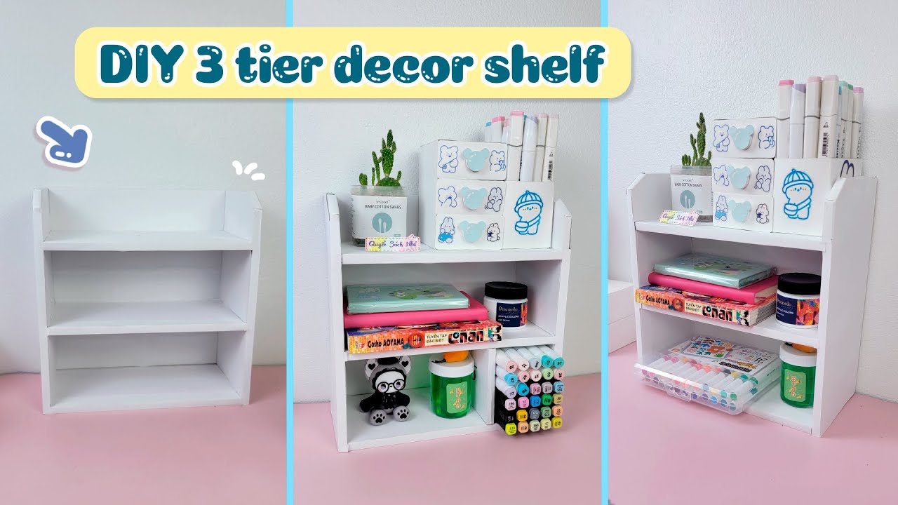 [Full] Cách Làm Kệ 3 Tầng Decor Bàn Học | Cách Làm Kệ decor bàn học | Minigame 21 // QSN