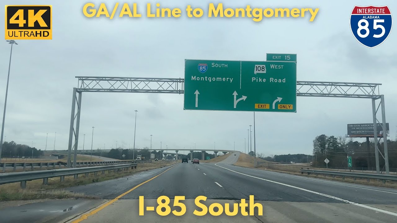 I-85 South in Alabama ALL EXITS [4K]
