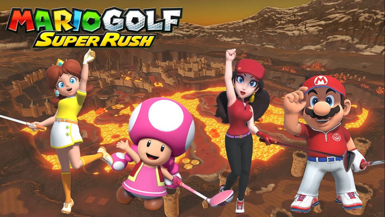 Mario Golf Super Rush - Daisy vs Toadette vs Pauline vs Mario - Bowser Highlands