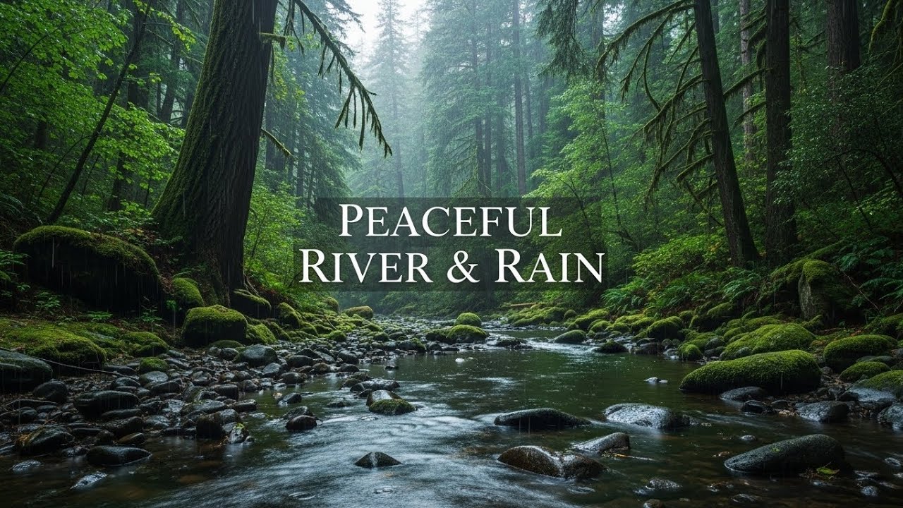 Relaxing Natural Rain Sounds with Flowing River Sounds for Calm Nights and Deep Rest