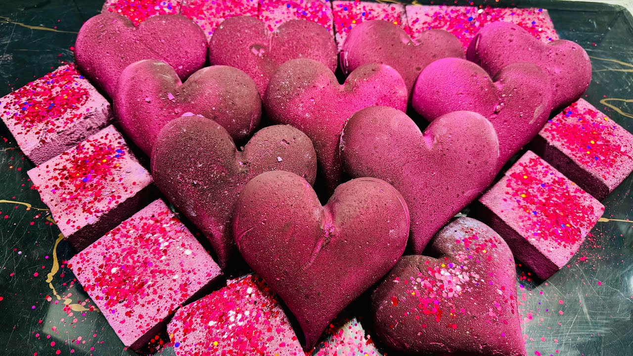 Pink Soft Crispy Chalk Crushing ASMR | Pink Dyed Heart 💖