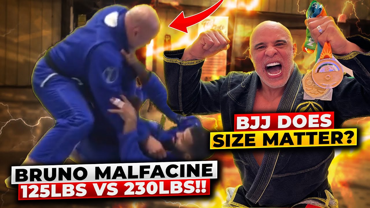 BJJ Bruno Malfacine at 125lbs vs 230lbs Black Belt. Does size matter? 