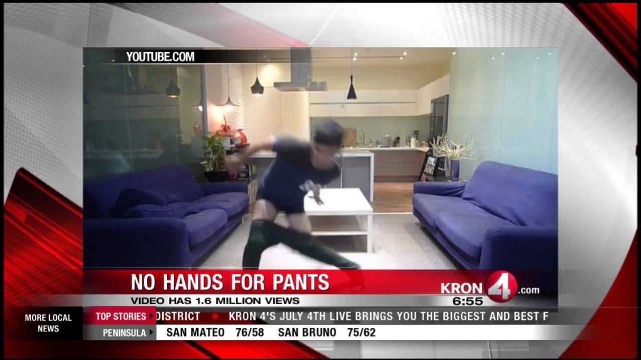 Guy Puts on Pants With No Hands