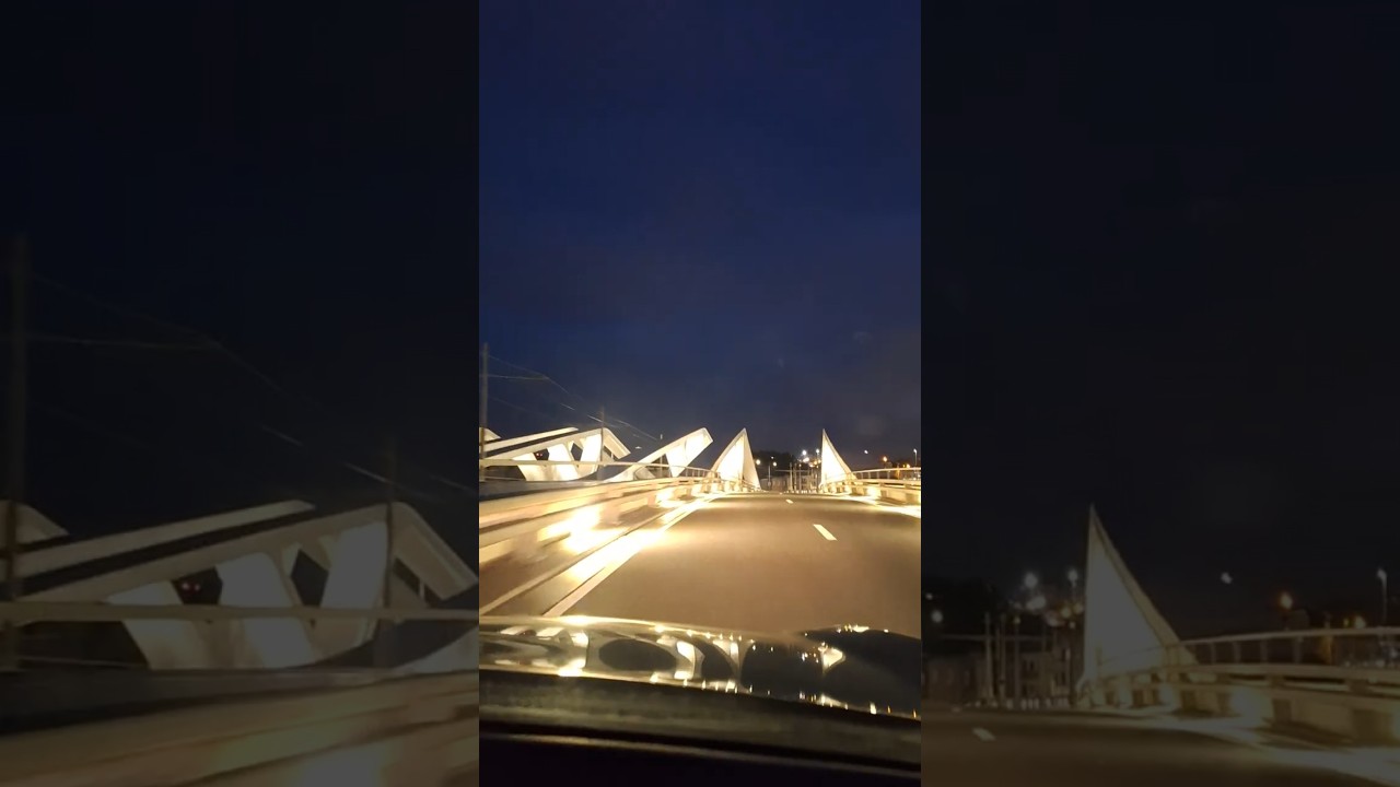 Driving Into Antwerp City At Night 
