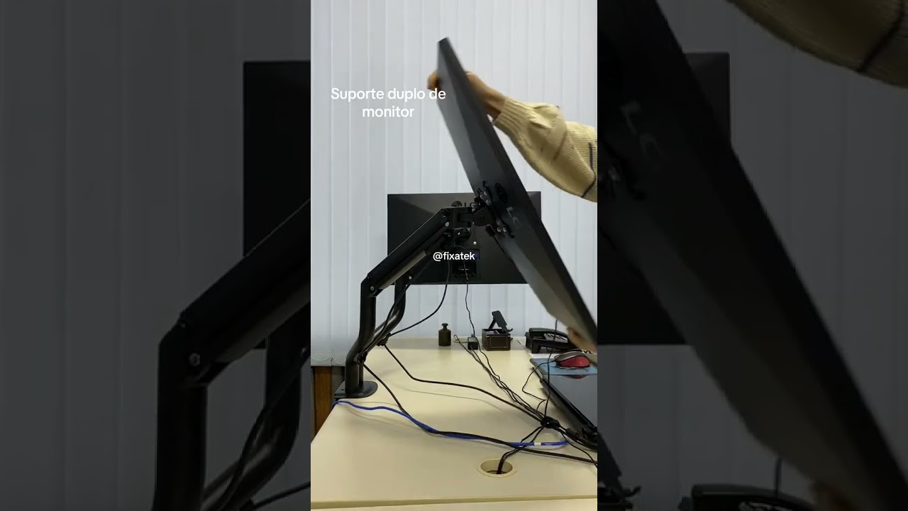 suporte de monitor duplo com giro 360 graus ajuste altura  fixatek