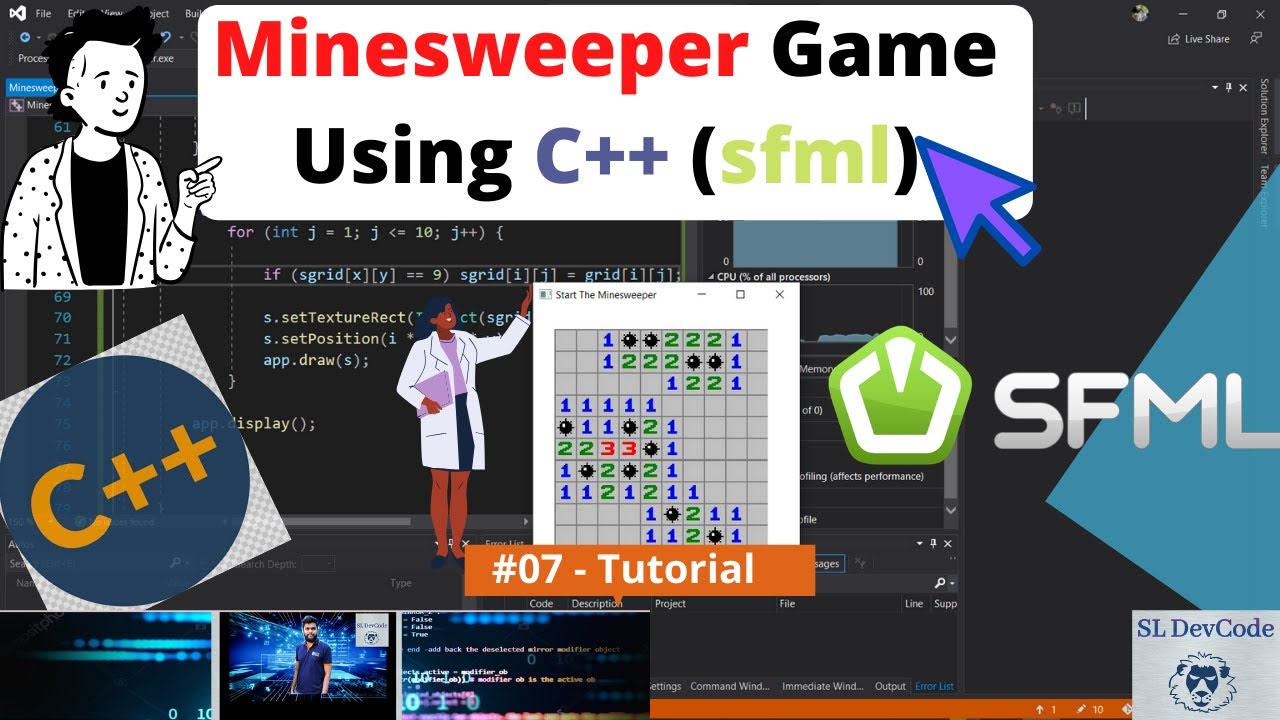 Create Simple Game Tutorial 07 - How to Create Minesweeper Game Using C++ (SFML) | Source Code