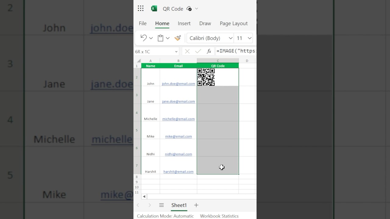 Создать рабочий QR-код в Excel? (За 20 секунд) | Хитрость с QR-кодом #шорты #excel