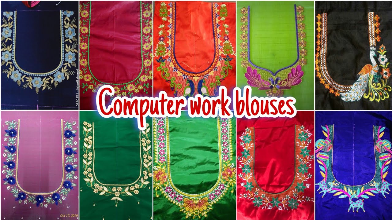 Computer work embroidery Blouse designs 2023/Machine embroidery work blouses