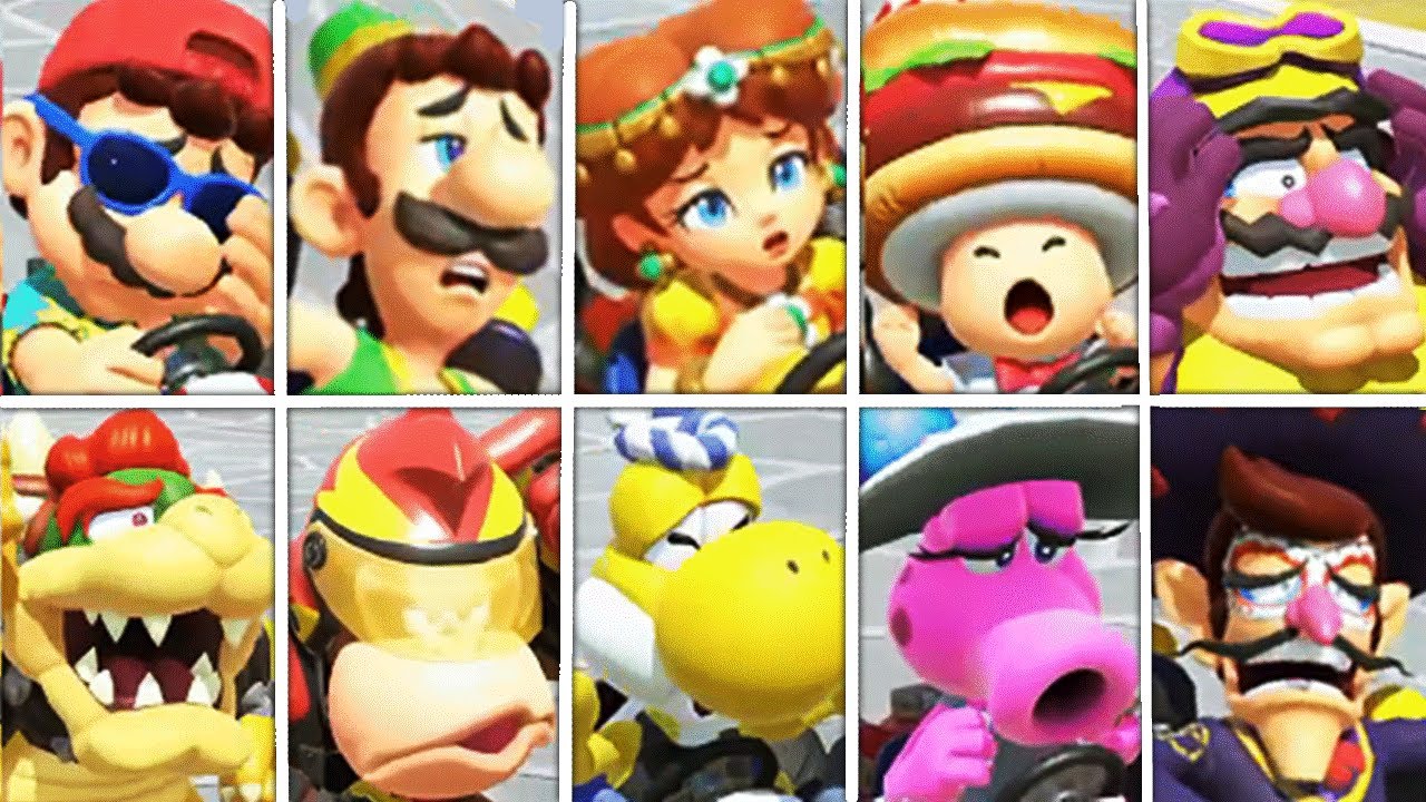 Mario Kart World - All Characters/Costumes Losing Animations (24th Place)
