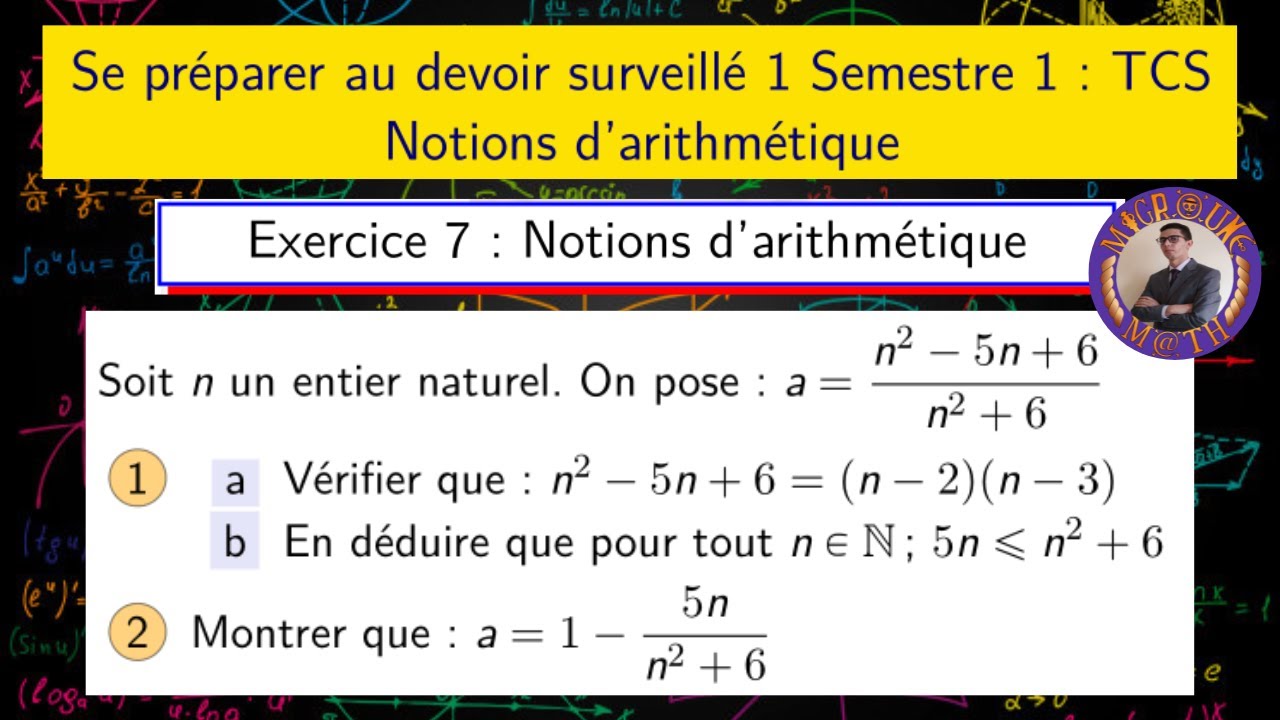 L’ensemble N et notions en arithmétique — Exercice 7 — Devoir de maths  — TCS