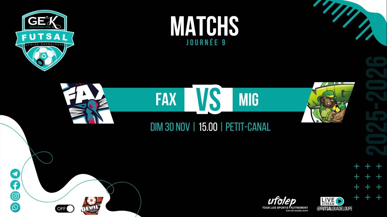 9e Journée Gek Futsal 2025/2026 MIG vs FAX  Dimanche 30 Novembre 2025