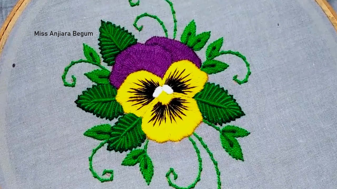 Pansy Flower Embroidery Tutorial