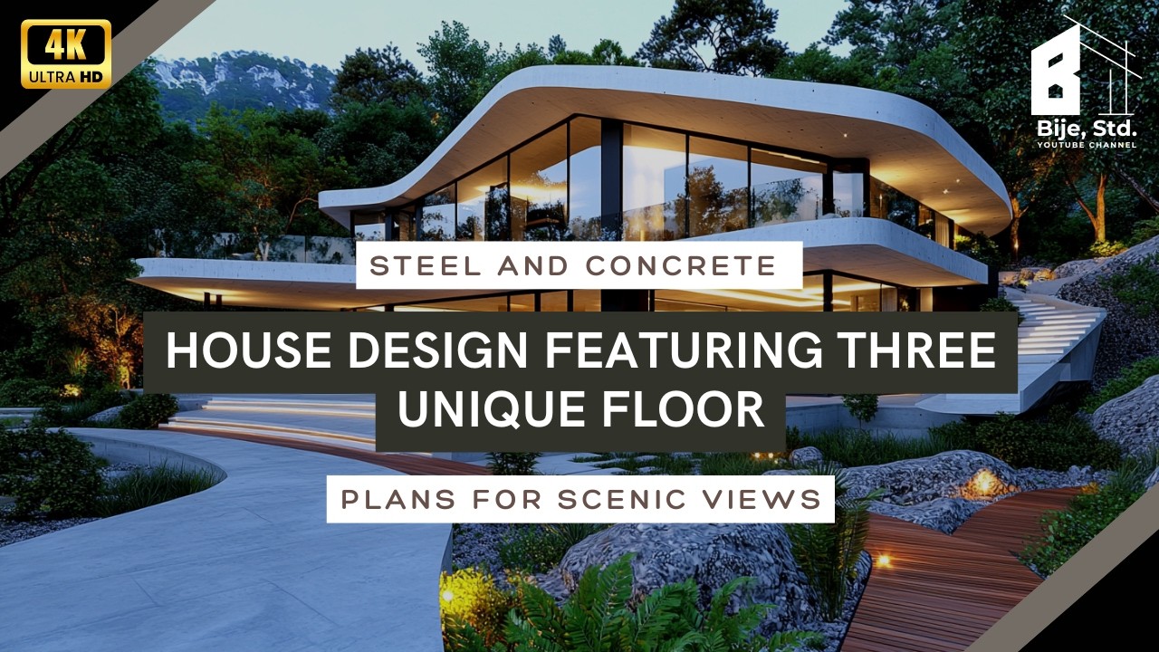 Steel and Concrete House Design Featuring Three Unique Floor Plans for Scenic Views