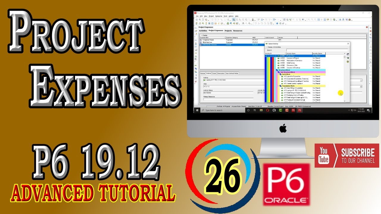 How to Create and Assign Expenses for Activities | Primavera P6 |19.12 |  Advanced Tutorial