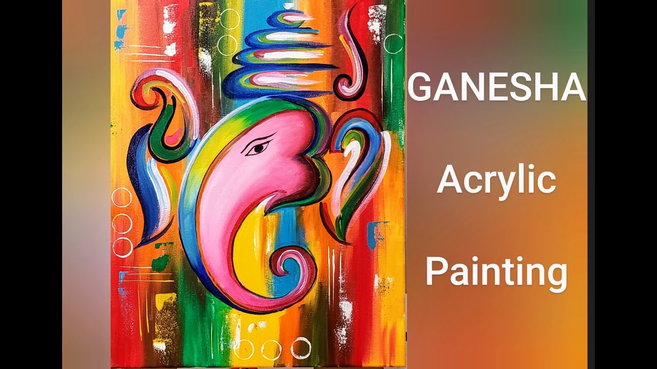 Ganesha Acrylic painting// Step by step painting// Abstract Ganesha/ painting for beginners