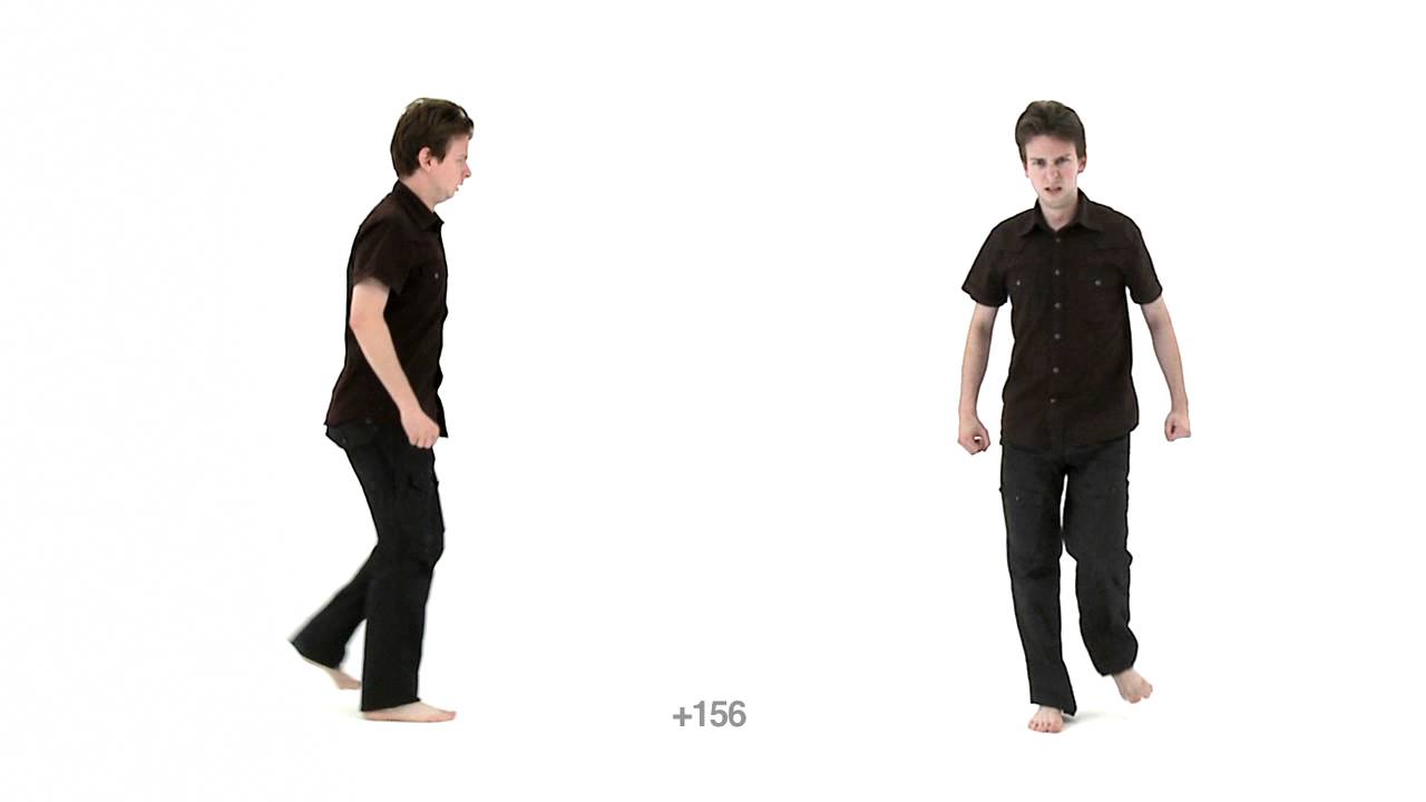 Young Adult Male Angry Walk - Slow Motion. Animation Reference Body Mechanics
