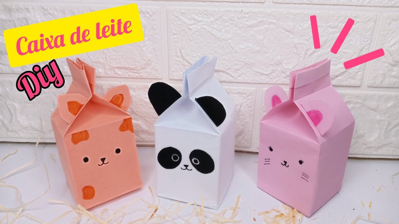 Cmo fazer caixa de leite de papel do urso panda,cachorro,gato|coisas para fazer com papel|diy crafts