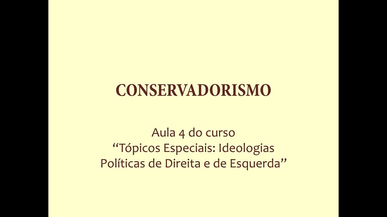 #4 Curso Ideologias Políticas de Direita e de Esquerda - Aula 4 Conservadorismo e Lib. Rep (parte1).