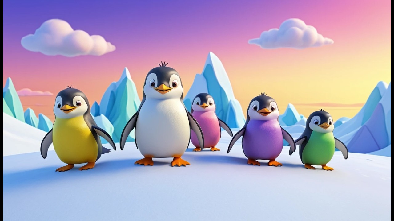 Cinco Pequeños Pingüinos Hacen Flap Flap Flap | Canciones de Invierno y Rimas Infantiles